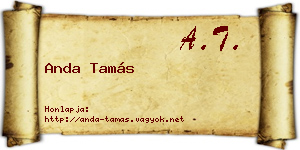 Anda Tamás névjegykártya